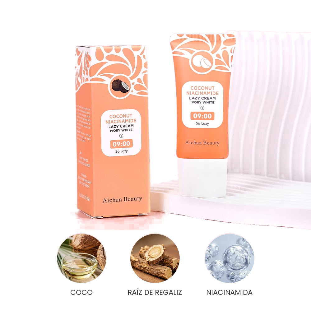 Lazy Cream Aichun Beauty 30g | Crema Facial con Niacinamida y Coco | Hidratante Rápida